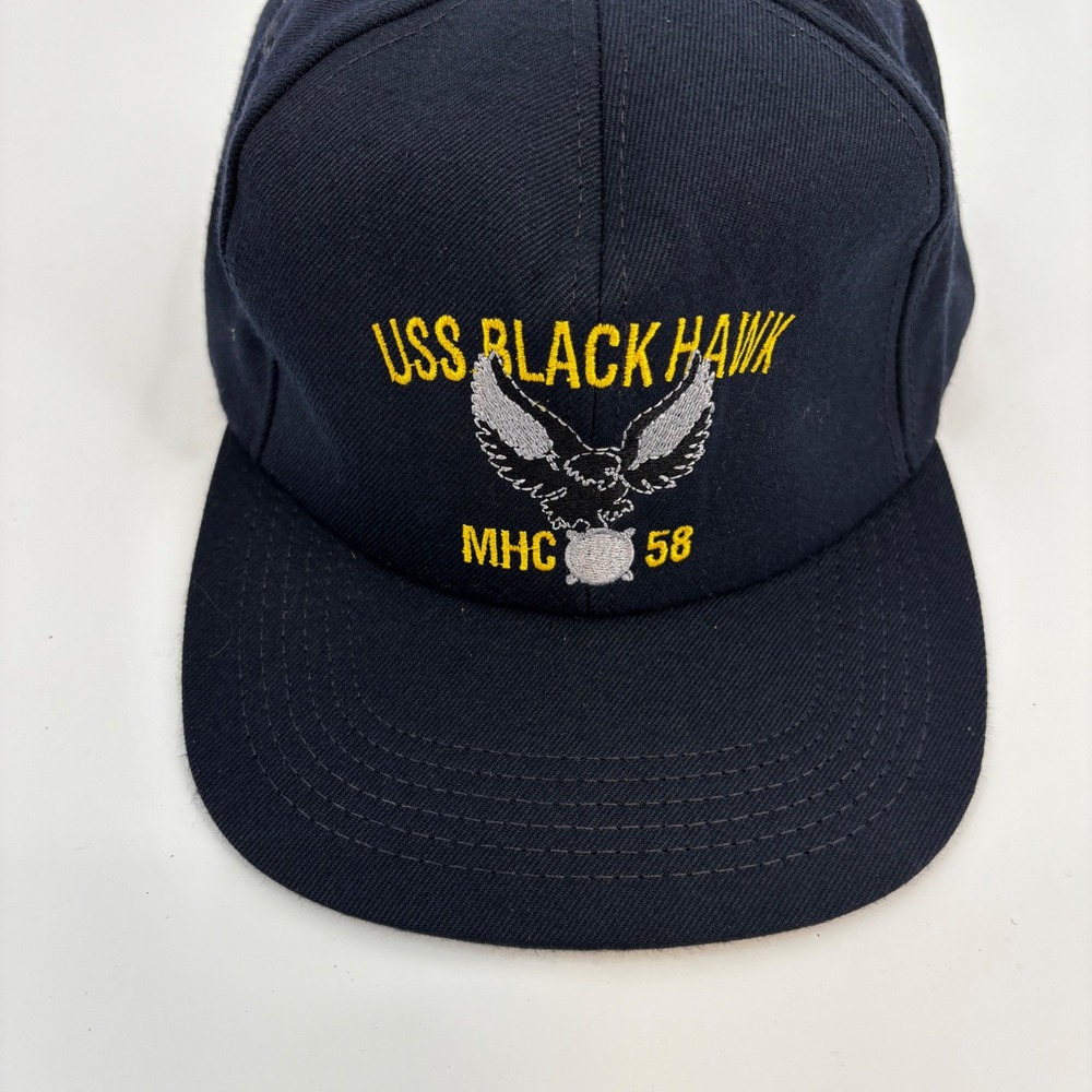 Legend USS Black Hawk MHC 58 Hat Mens OSFA Navy Blue Snapback USA Made Military